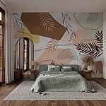 Wall murals Pattern of leaves and shapes