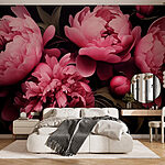 Wall murals Vibrant blooms on a dark backdrop