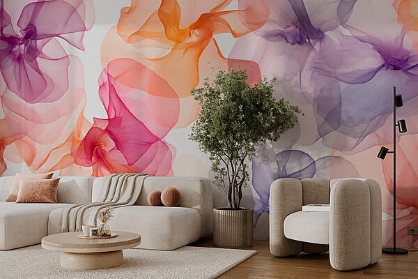 Group of flowers in different colors Wall murals Group of flowers in different colors
