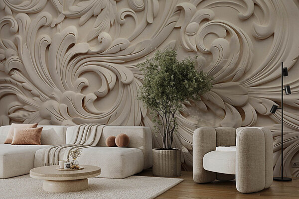 White wall with swirls and swirls Wall murals White wall with swirls and swirls