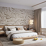 Wall murals White wall with flowers and leaves