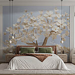 Wall murals Tree with white flowers