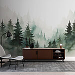 Wall murals Group of trees in fog