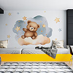 Wall murals Teddy bear on a cloud