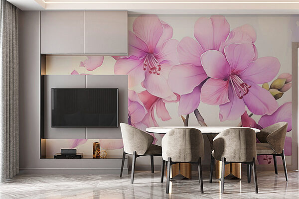 Delicate blossoms in soft hues Wall murals Delicate blossoms in soft hues
