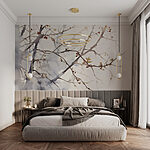 Wall murals Watercolor of a tree branch with leaves on it