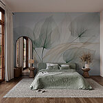 Wall murals Transparent leaves on a white background