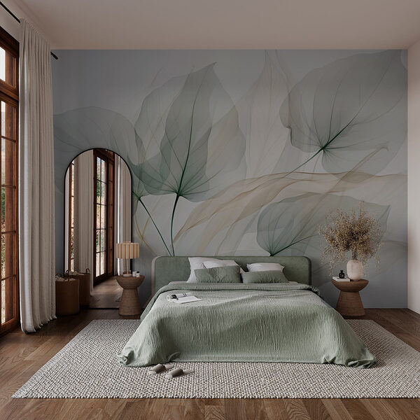 Transparent leaves on a white background Wall murals Transparent leaves on a white background