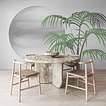 Wall murals Palm tree and a round white sphere