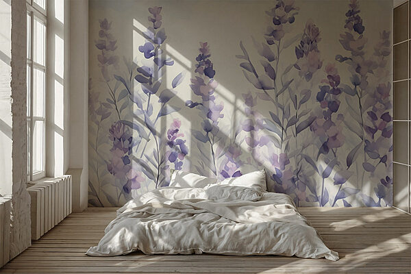 Painting of purple flowers Wall murals Painting of purple flowers
