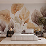 Wall murals Delicate leaves in soothing tones
