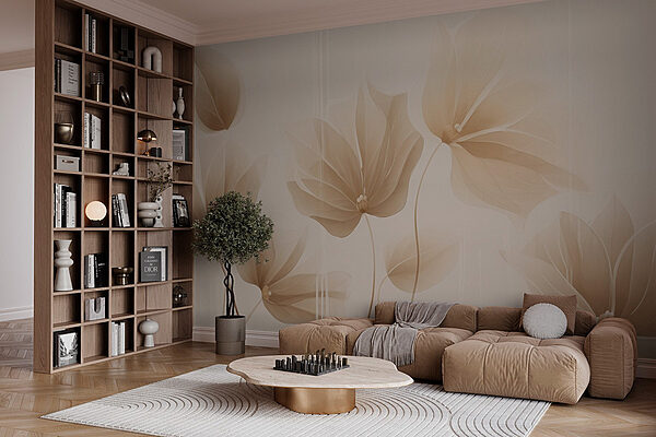 Delicate leaves in soft hues Wall murals Delicate leaves in soft hues