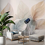 Wall murals Delicate leaves in soft hues