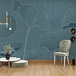 Wall murals Group of leaves on a blue background