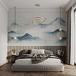 Wall murals Foggy mountain range