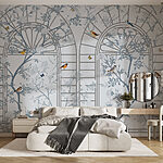 Wall murals Wallpaper with a ladder and birds