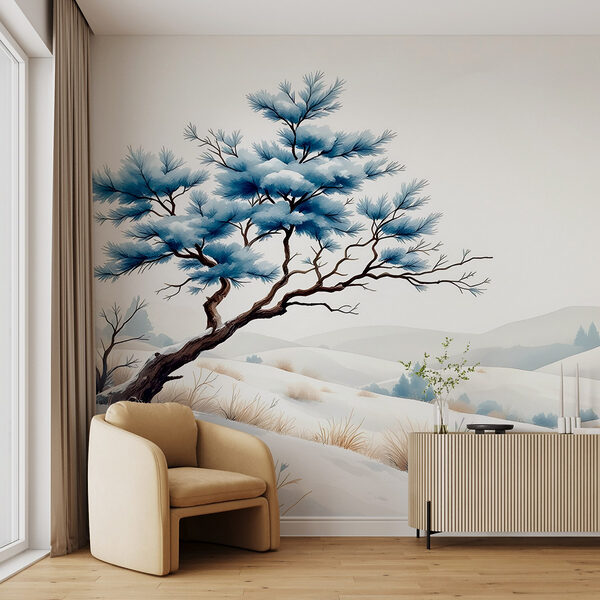 Tree in a snowy landscape Wall murals Tree in a snowy landscape