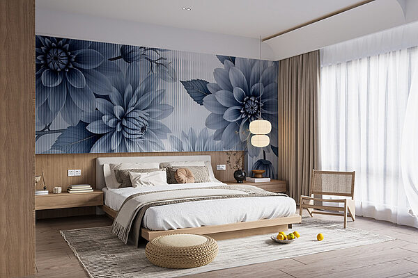 Elegant floral pattern in cool tones Wall murals Elegant floral pattern in cool tones