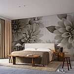 Wall murals Elegant floral monochrome design.