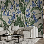 Wall murals Floral beauty in soft blue tones