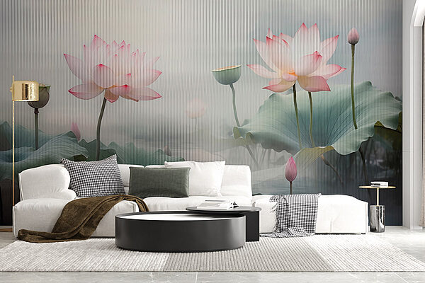 Blossoms in a tranquil mist Wall murals Blossoms in a tranquil mist