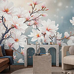 Wall murals Tree with white flowers