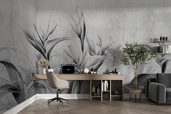 Black and white image of flowers Wall murals Black and white image of flowers