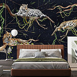 Wall murals Group of leopards lying on branches