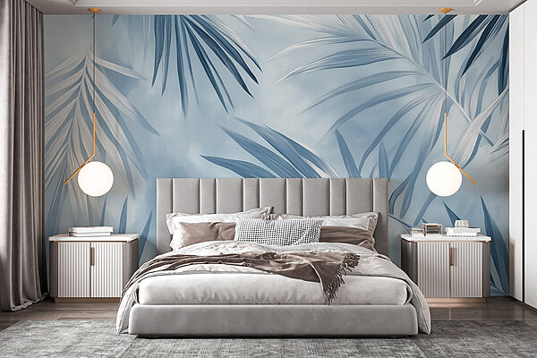 Gentle leaves against a soft backdrop Wall murals Gentle leaves against a soft backdrop