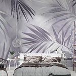 Wall murals Tropical leaves in soft monochrome hues