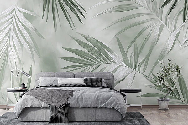 Nature's tranquil green foliage pattern Wall murals Nature's tranquil green foliage pattern