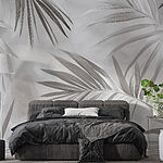 Wall murals Soft monochrome leaves in gentle motion