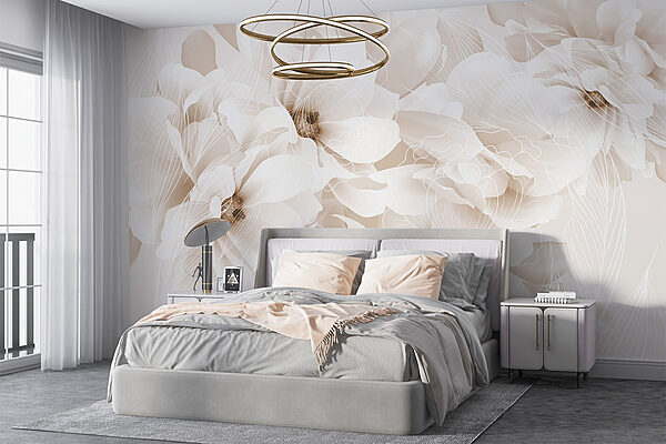 Delicate blooms in soft tones Wall murals Delicate blooms in soft tones