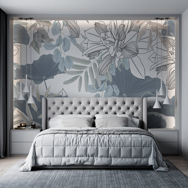 Floral pattern with leaves and flowers Wall murals Floral pattern with leaves and flowers