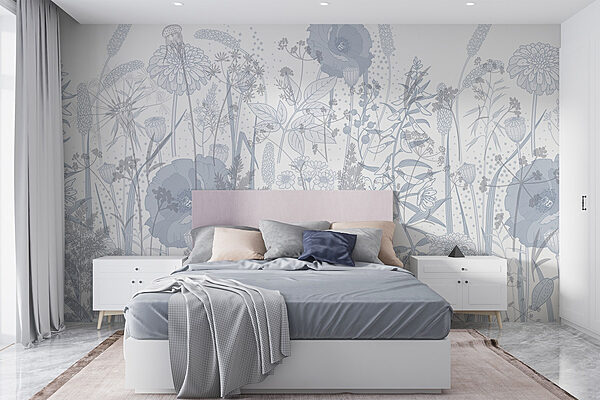 Delicate floral pattern in soft hues Wall murals Delicate floral pattern in soft hues