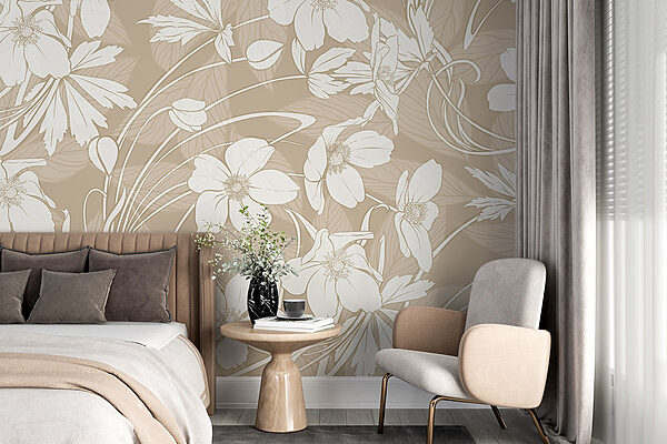Delicate floral patterns in soft hues Wall murals Delicate floral patterns in soft hues