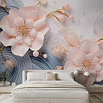 Wall murals Delicate blossoms on flowing backdrop