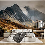 Wall murals Mountain range with clouds