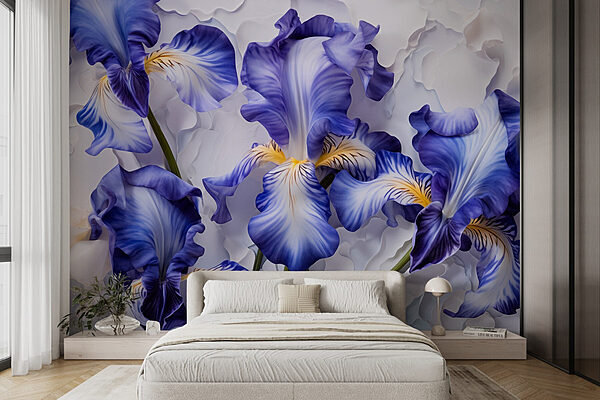 Group of purple and white flowers Wall murals Group of purple and white flowers