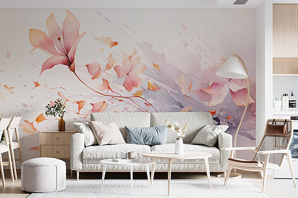 Watercolor painting of flowers Wall murals Watercolor painting of flowers