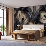 Wall murals Elegant feather-inspired design with contrast.