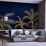Wall murals Elegant palms against deep blue backdrop