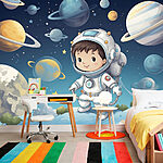 Wall murals Cartoon of a boy in a space suit