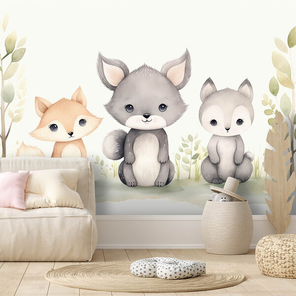 Group of animals sitting on grass Wall murals Group of animals sitting on grass