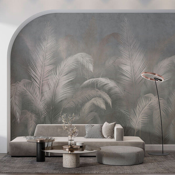 Serene foliage pattern in muted tones Wall murals Serene foliage pattern in muted tones