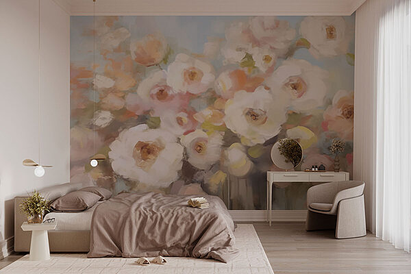 Painting of flowers in a vase Wall murals Painting of flowers in a vase