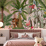 Wall murals Wallpaper with animals and trees