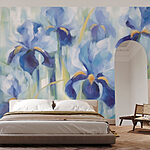 Wall murals Painting of blue flowers