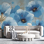 Wall murals Painting of blue flowers