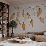 Wall murals Branch with brown leaves